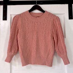 Free People Blush Woven Corded Sweater, 3/4 Length Sleeves